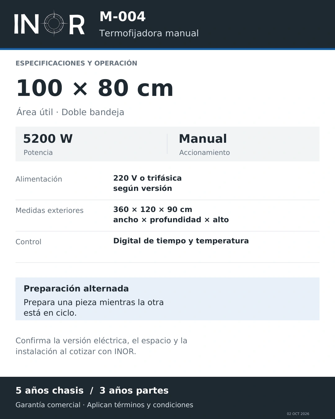 Especificaciones técnicas propias M004